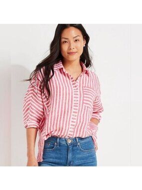 VINEYARD VINES Resort Red Linen Blend Button Down Top Size 2 NEW New with tags